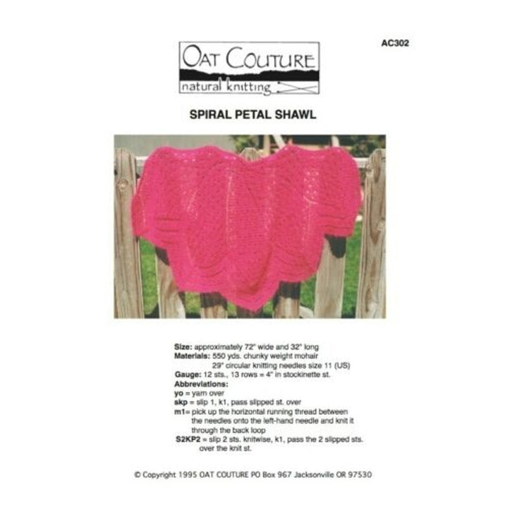 NWT Annie Dempsey Oat Couture Spiral Petal Shawl AC302 Mohair Knitting Pattern