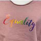 Hand Printed Upcycled Womens 2X Cropped Equality Rainbow Pride Sweatshirt