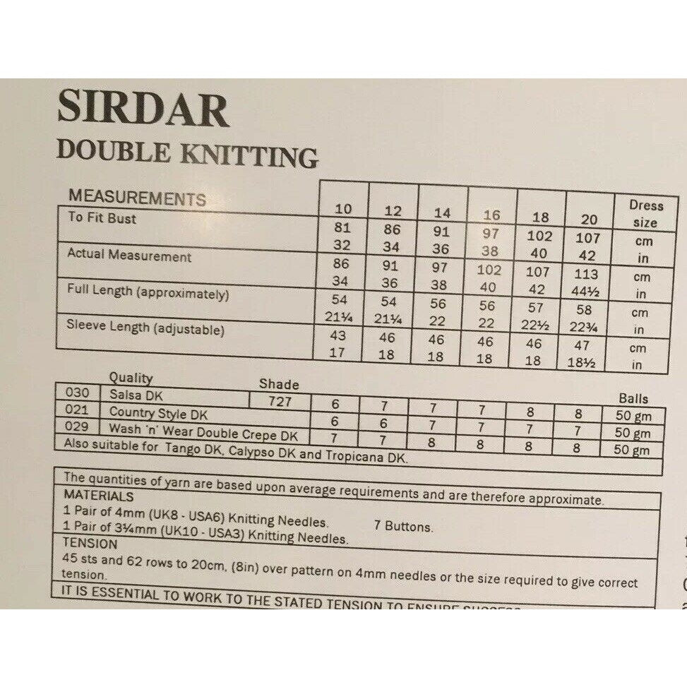 New Sirdar 5960 Salsa Ladies DK Double Knitting Cardigan Sweater Pattern