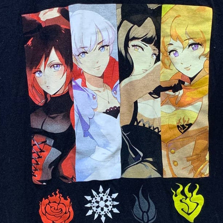 RWBY Ruby Weiss Blake Yang Medium 100% Cotton Rooster Teeth Short Sleeve Tee