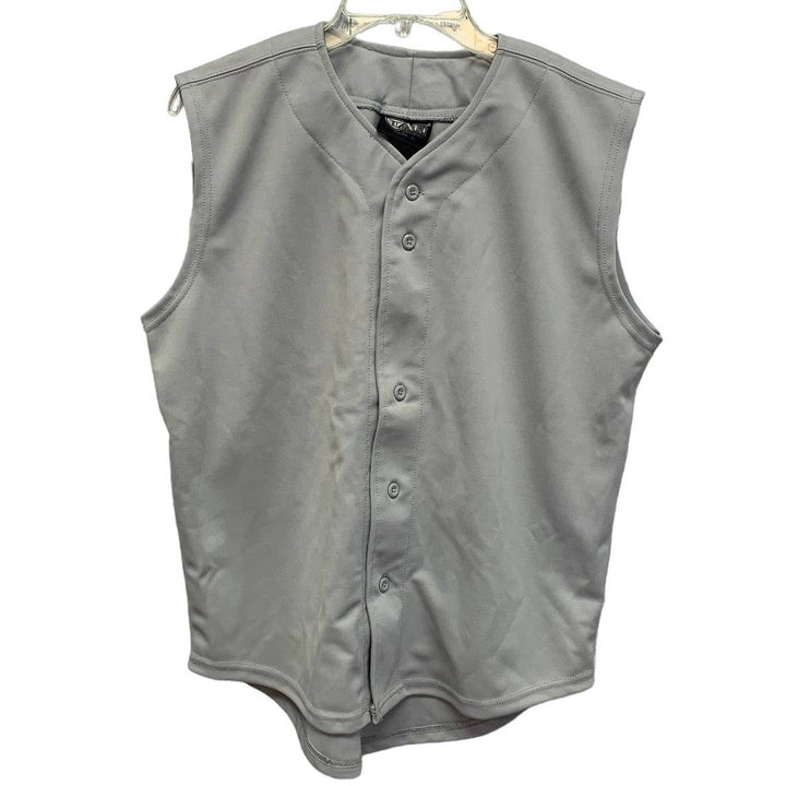 New Tag Team Uniform Youth XL Gray Button Down Baseball Sleeveless Jersey Vest
