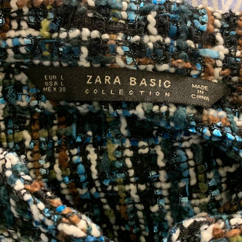 Zara Basic Collection Large Button Down Woven Striped Long Sleeve Casual Shirt