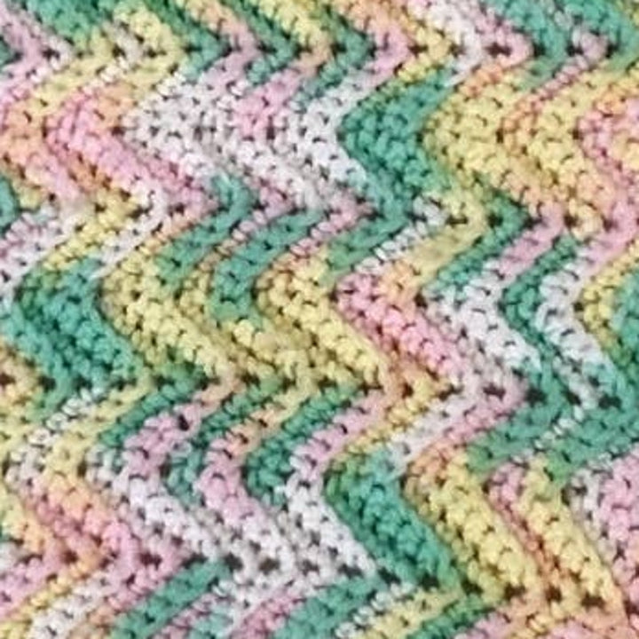 Handmade Green Pink Yellow Acrylic Yarn Crocheted Baby Blanket Afghan Throw