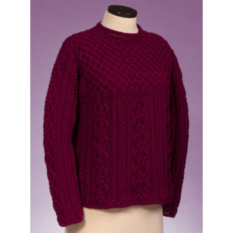 New Sue McCain Vermont Fiber Designs 130 Cable Lattice Pullover Knitting Pattern