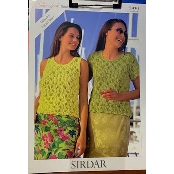 New Sirdar 5939 Silky Look Larger Sizes Lacy Sweater Double Knitting Pattern