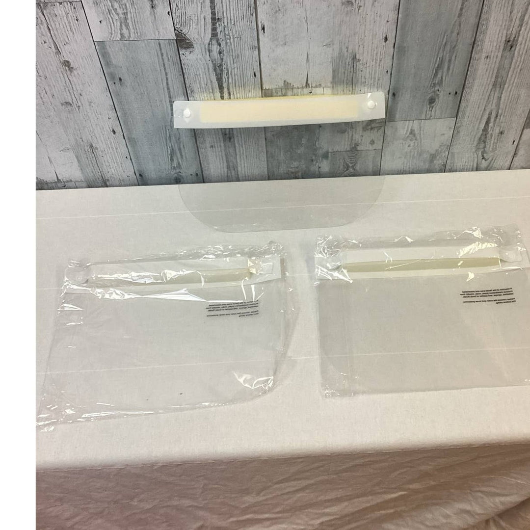 3 New Clear Plastic Face Shields Forehead Cushion Masks w Elastic Straps