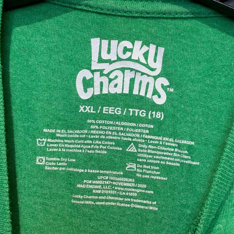 Lucky Charms Green Youth XXL Short Sleeve 100% Cotton Short Sleeve Crackled Tee