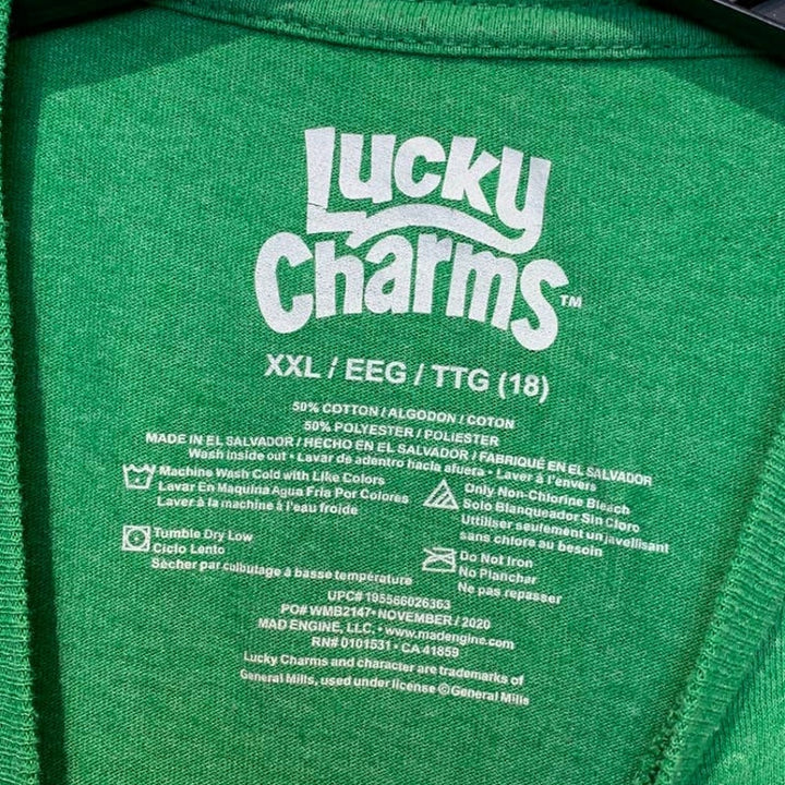 Lucky Charms Green Youth XXL Short Sleeve 100% Cotton Short Sleeve Crackled Tee