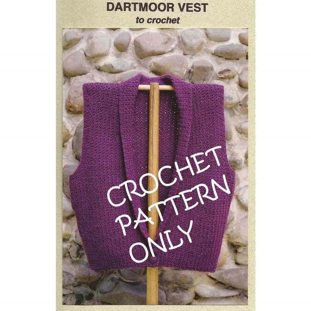 NWT Oat Couture PH606 Dartmoor Botton Down Vest 6 sizes Crochet Pattern