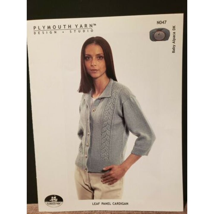 New Plymouth N047 Baby Alpaca DK Leaf Panel Cardigan Sweater Knitting Pattern