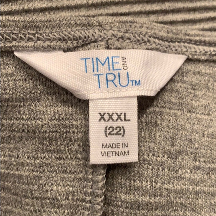 New Time and Tru 3X (22) Silver Ottoman Stitch Top Crop Length Ribbed Sweater