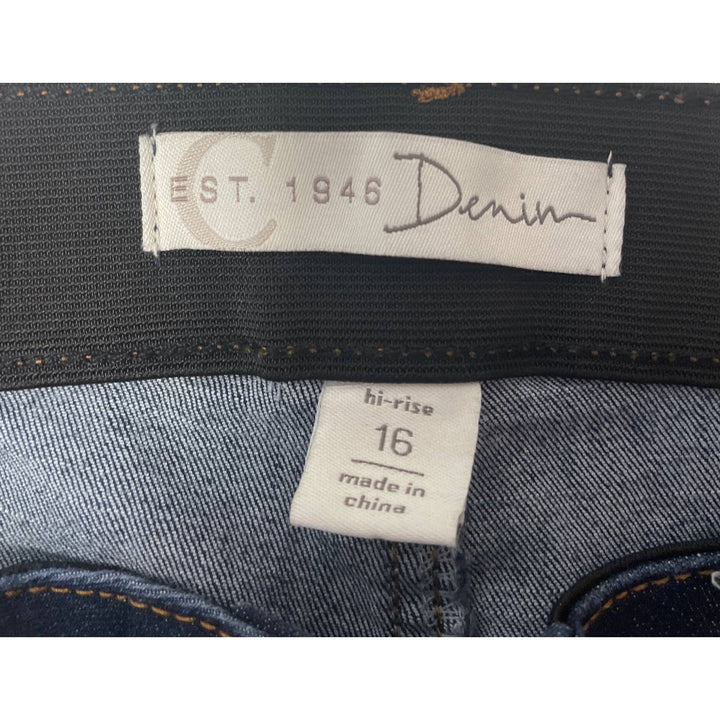 Est 1946 Womens Size 16 Hi-Rise Rough Hem Stretch Cotton Denim Blue Jeans