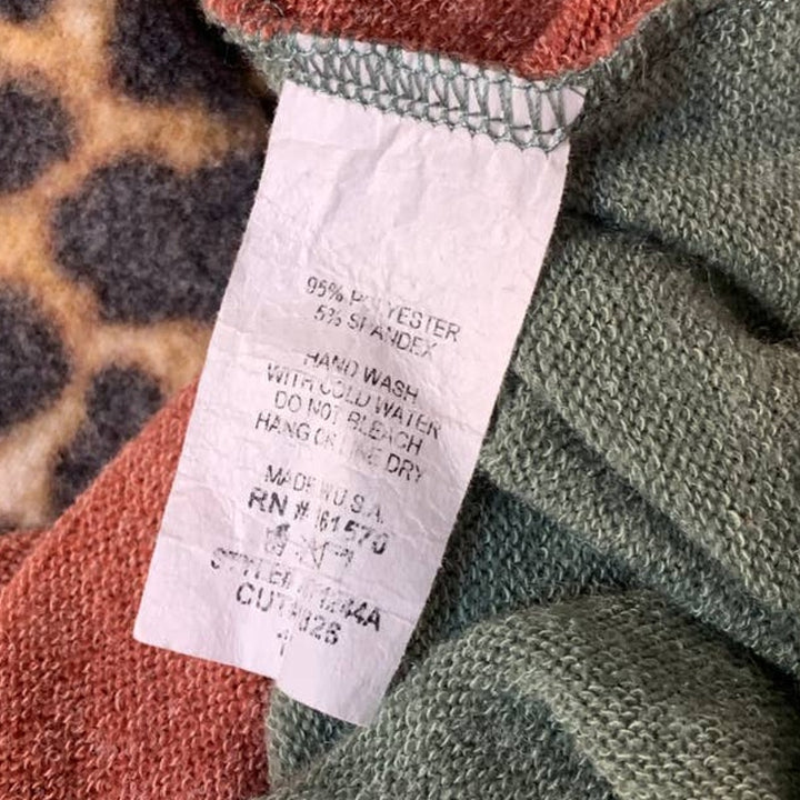 Haptics by Holly Harper 1X Long Sleeve Scoop Neck Leopard Spot Striped Sweater
