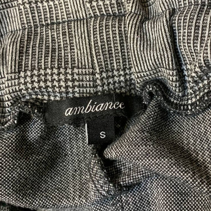 Ambiance Small Houndstooth Plaid Black White Paper Bag Elastic Waist Pants