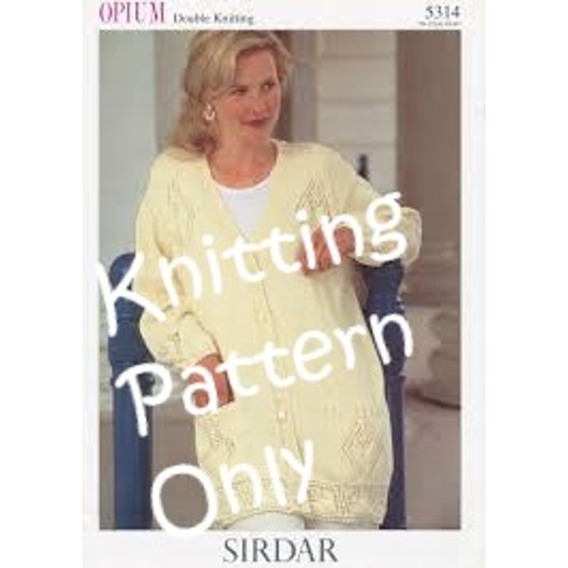 New Sirdar 5314 Opium Long Cardigan Sweater Double Knitting Pattern