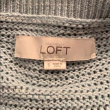 Ann Taylor Loft Small Baby Blue 100% Cotton Long Scoop Neck Loose Weave Sweater