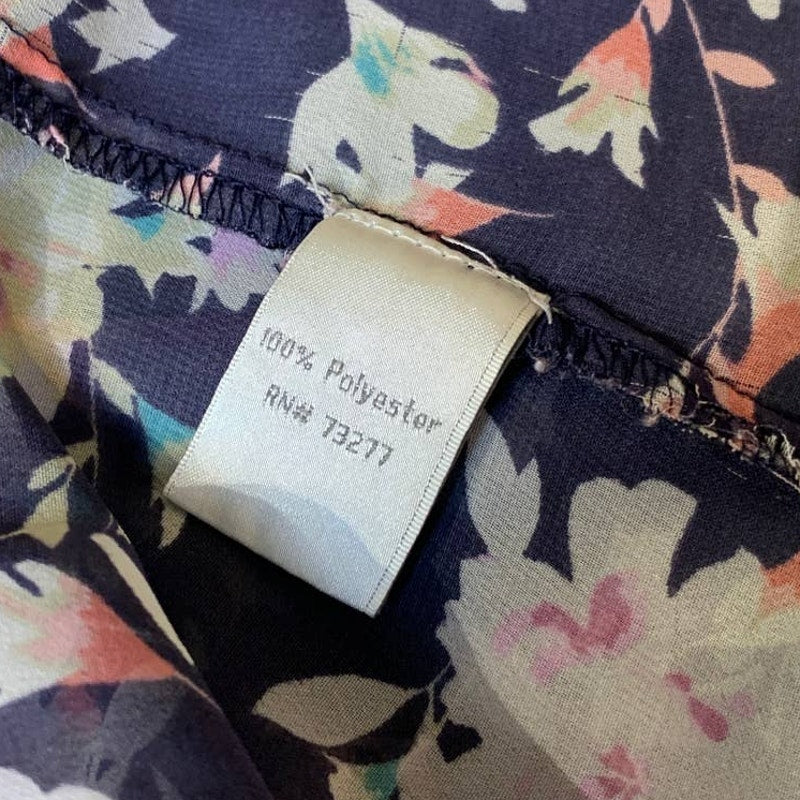 LC Lauren Conrad Womens Large Polyester Long Flowy Blue Floral Open Cardigan
