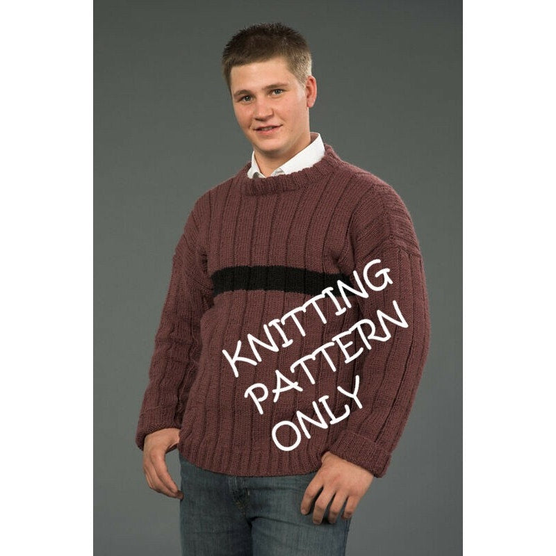 New 2007 JoAnne Turcotte Plymouth 1260 Mens 2 Color Ribbed Pullover Knit Pattern