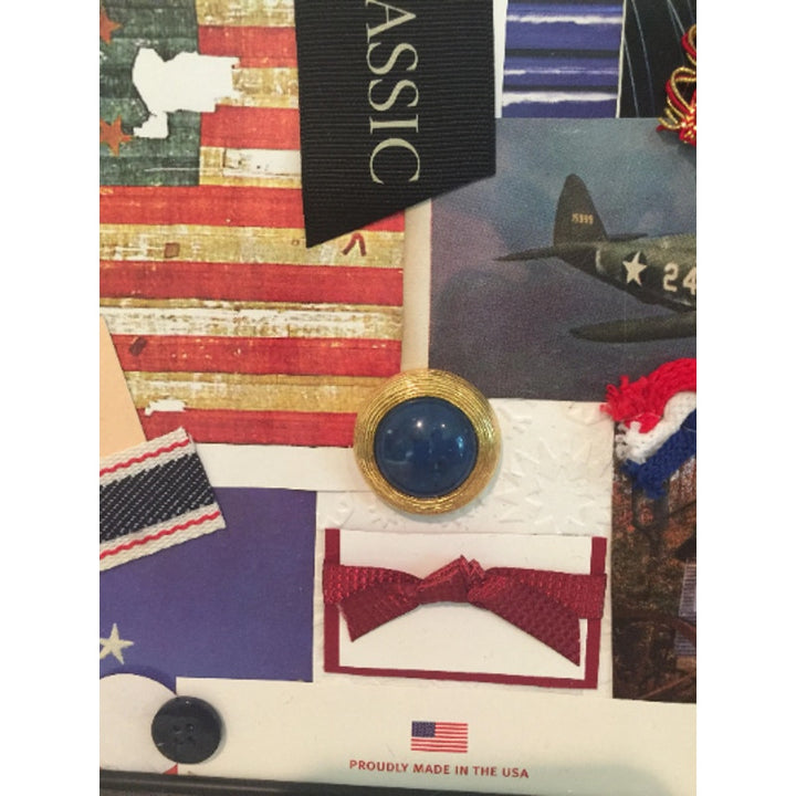 Handmade Patriotic USA Flag Veteran Americana RWB Mixed Media Collage Wall Art
