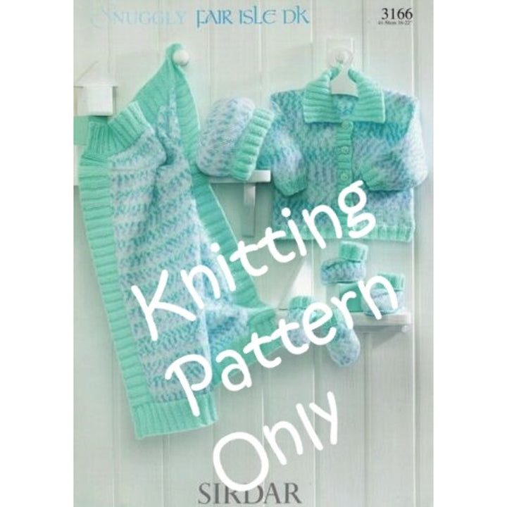 New Sirdar 3166 Snuggly Fair Isle Baby Child Jacket Hat Mitt Knitting Pattern