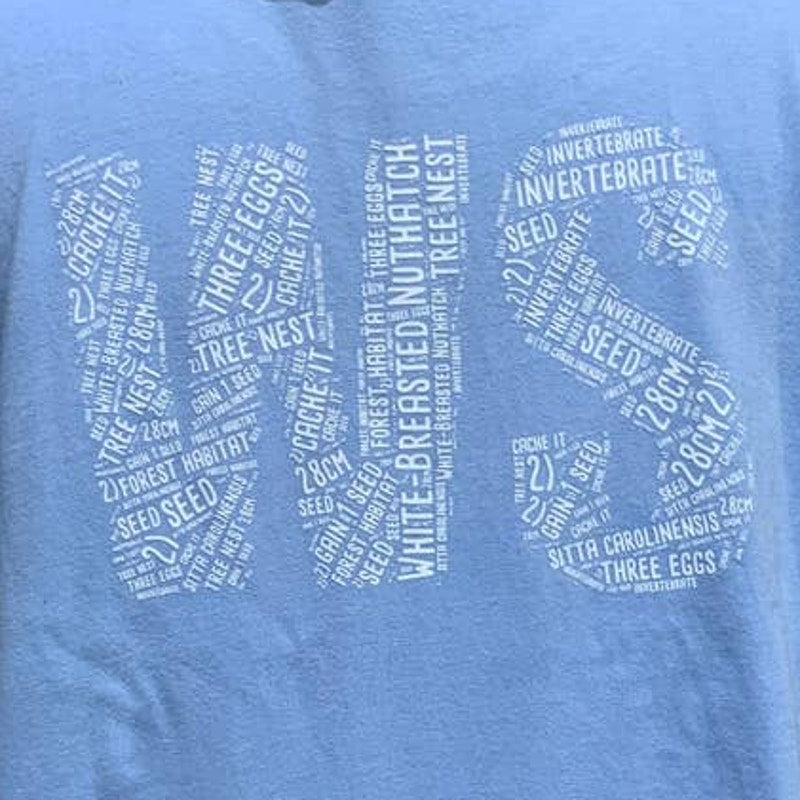 Wingspan Inspired Womens Large Watercolor White Breasted Nuthatch Upcycled Tee