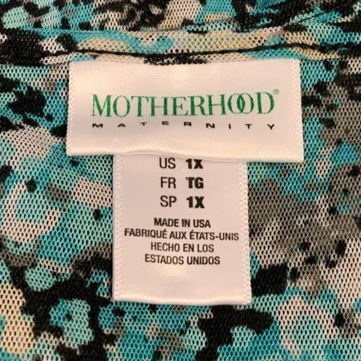 Motherhood Maternity 1X Short Sleeve Scoop Neck Flowy Ruffled Sides Blouse Top