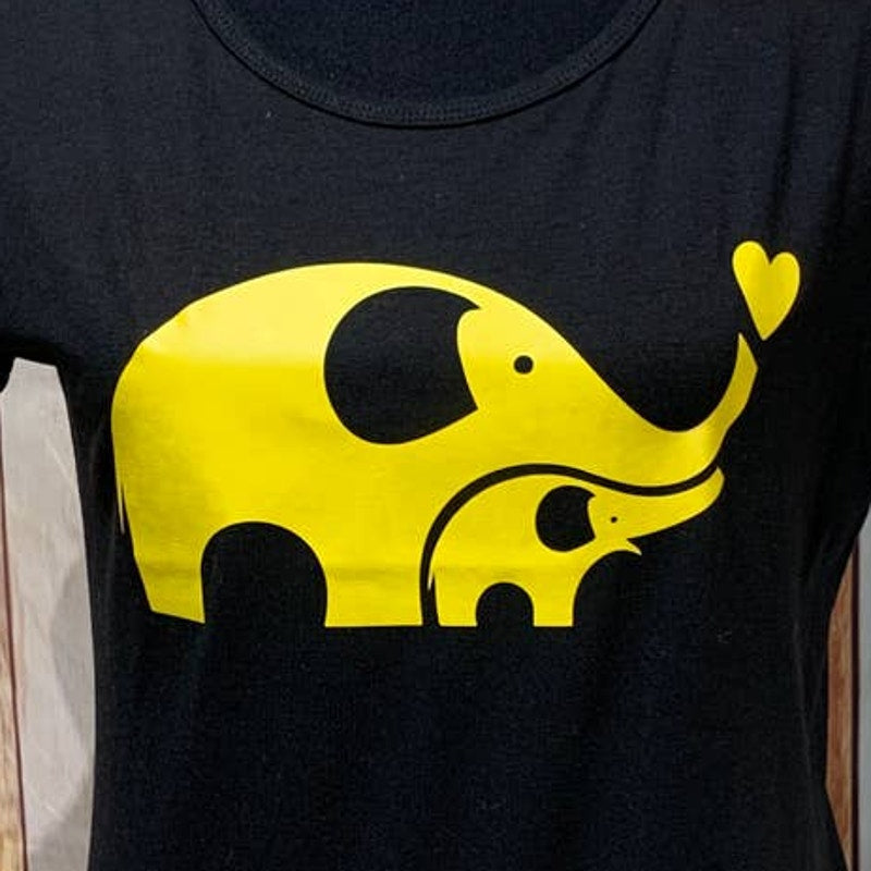 New Hand Printed Small Elephant Spirit Mama &amp; Baby Short Sleeve T-Shirt Tee