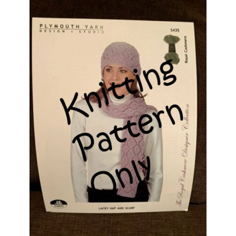 New Plymouth Yarn Design Studio S435 Royal Cashmere Hat Scarf Knitting Pattern