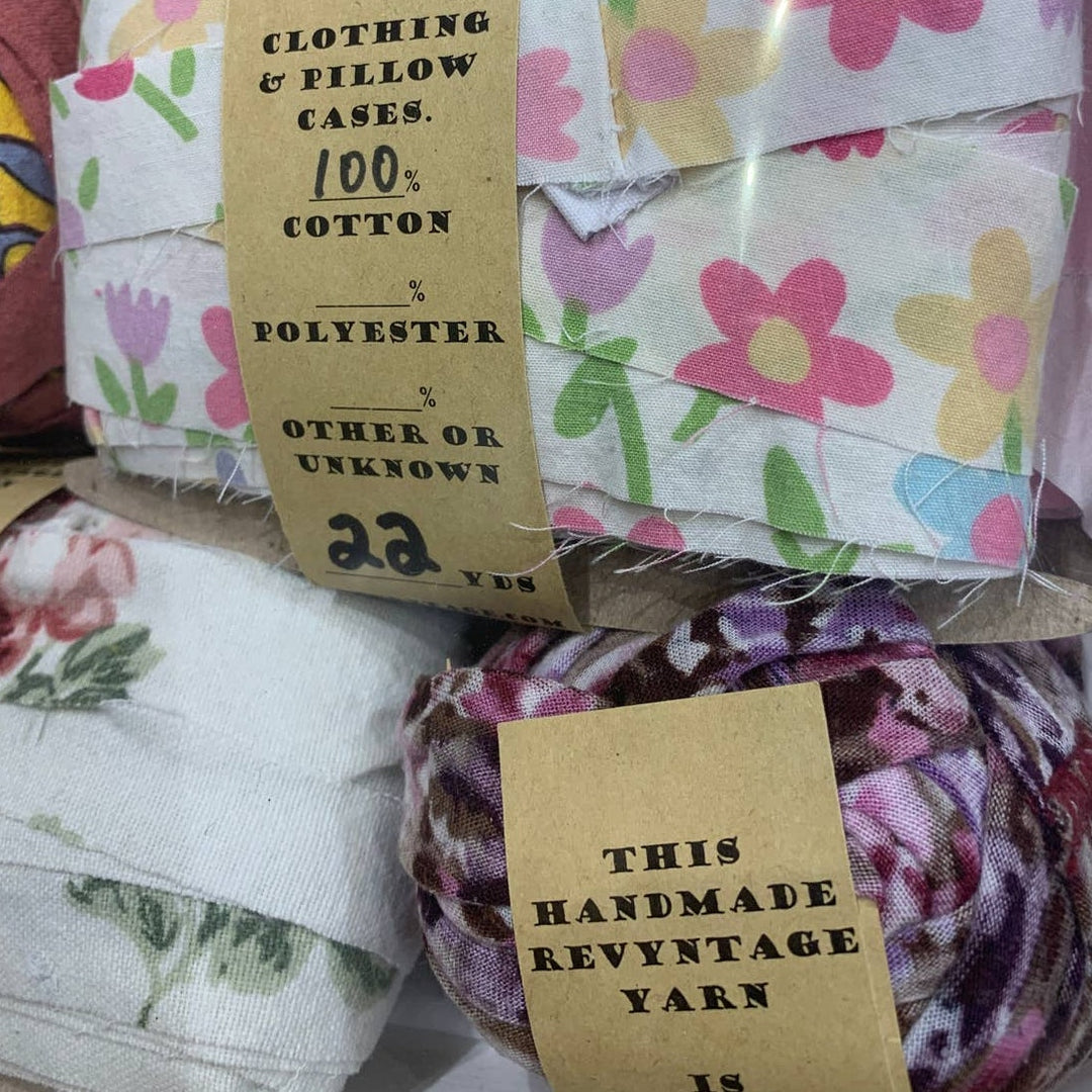 100 yds Handmade Upcycled Floral T-Shirt Fabric Ribbon Yarn Sampler Pack Pinks