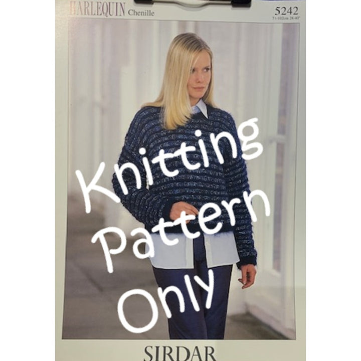 New Sirdar 5242 Harlequin Chenille Textured Pullover Sweater Knitting Pattern