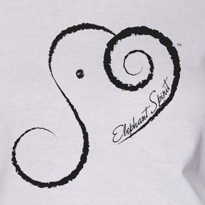 New Alley Designs Womens Light Gray Elephant Spirit Long Sleeve Scoop Neck Tee