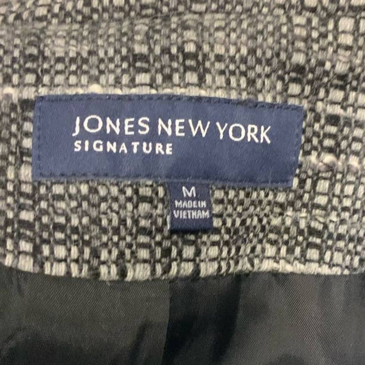 Jones New York Signature Medium Wool Blend Belted Buttoned Career Blazer Jacket
