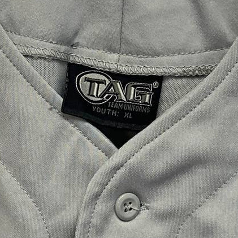 New Tag Team Uniform Youth XL Gray Button Down Baseball Sleeveless Jersey Vest