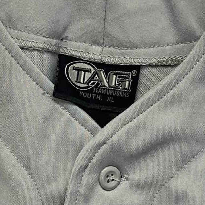 New Tag Team Uniform Youth XL Gray Button Down Baseball Sleeveless Jersey Vest