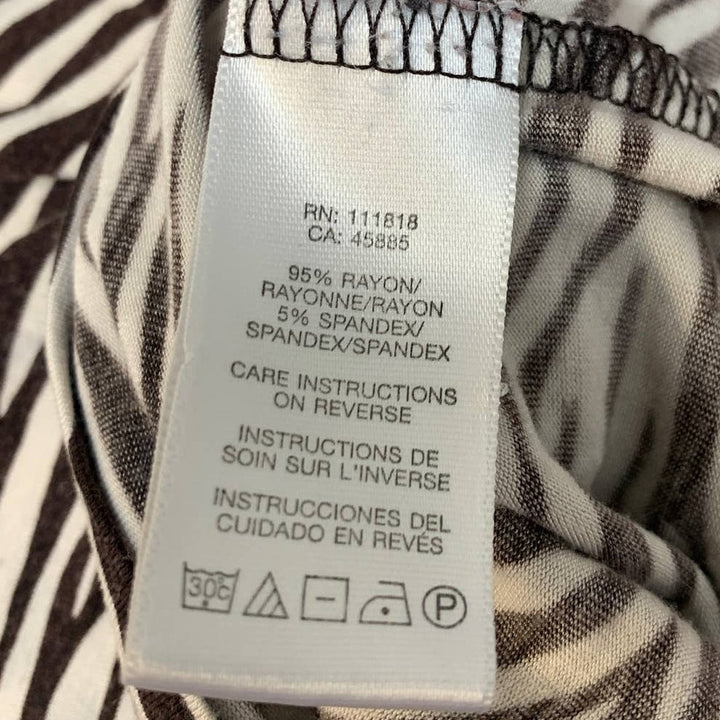 Michael Kors Womens Medium Zebra Stripe Short Sleeve Stretchy Rayon Blend Top