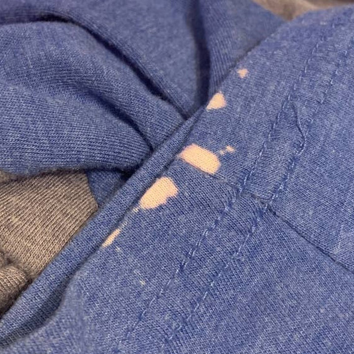 Upcycled Hand Printed Womens Large Blue Jay Bird Long Sleeve Baseball Tee