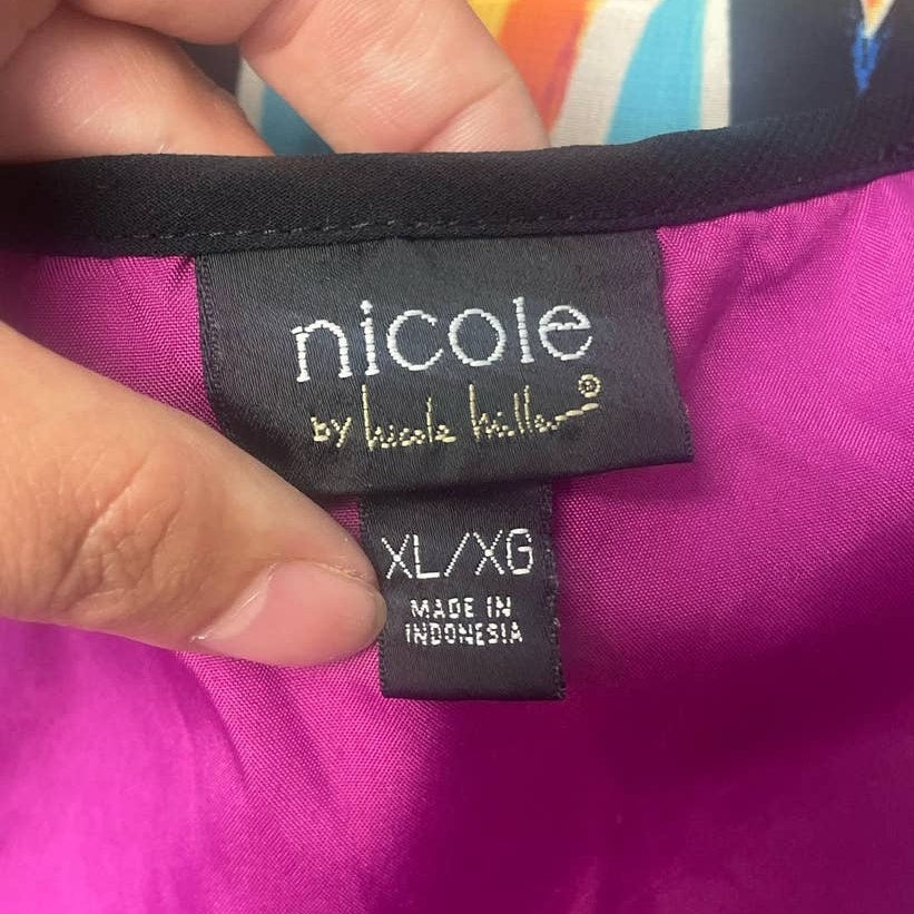 Nicole by Nicole Miller XL Sleeveless Deep V-Neck Flowy Strappy Lined Tank Top