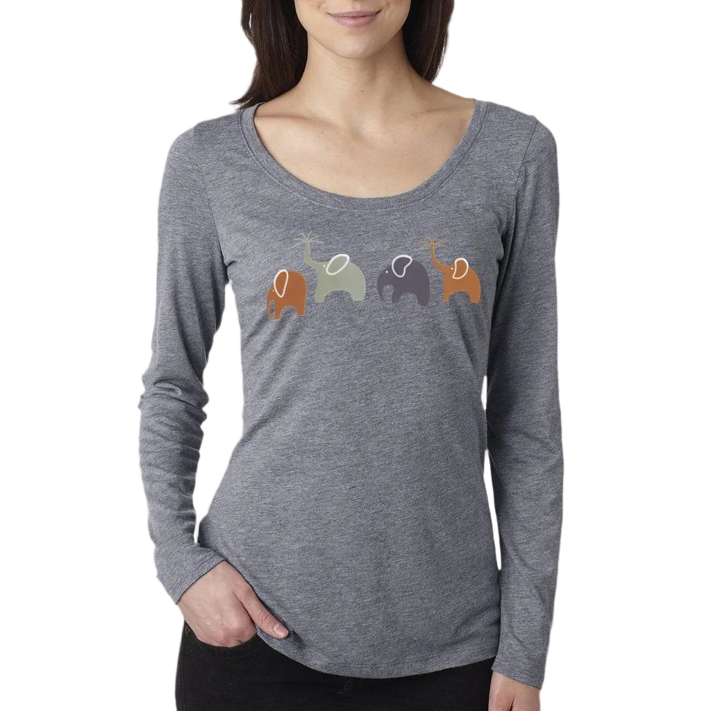 New Alley Design Group Happy Elephant Family Cotton Blend Scoop Neck T-Shirt