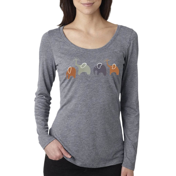 New Alley Design Group Happy Elephant Family Cotton Blend Scoop Neck T-Shirt