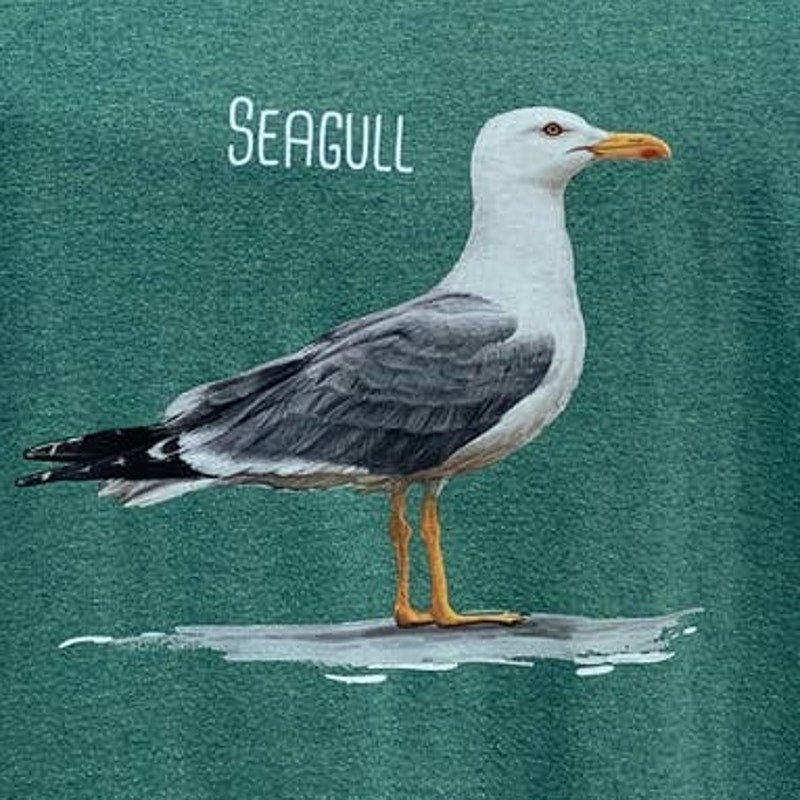 Upcycled Hand Printed Mens Medium Summer Seagull Ukraine Flag Slava Ukraini Tee