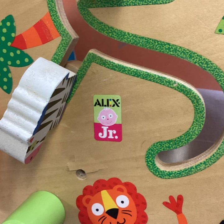 Alex Jr Large Wood Elephant Bead Trail Alphabet Gears Tactile Playset 26x18x9