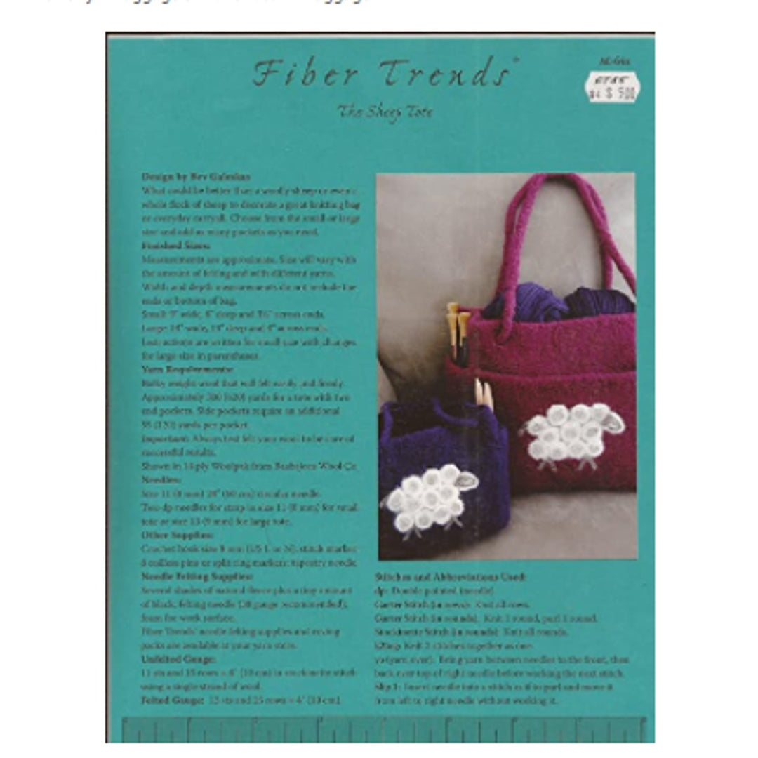 New The Sheep Tote Fiber Trends Felted Bag Purse Knitting Pattern AC-64x