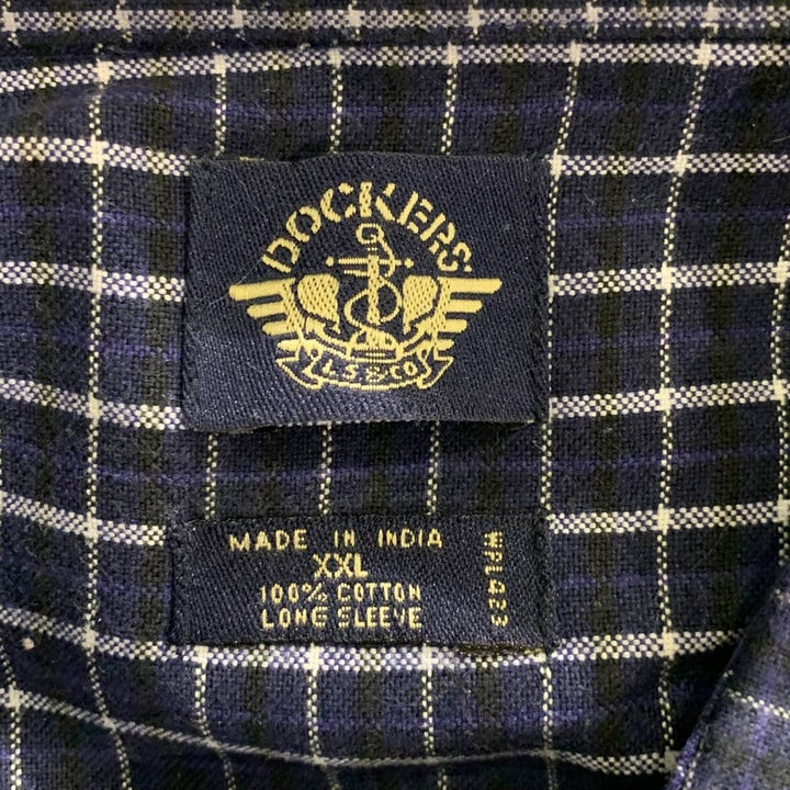 Dockers Mens XXL Plaid Grid 100% Cotton Long Sleeve Button Down Casual Shirt