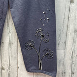 Hand Printed Upcycled 2X Dandelion Make a Wish Cozy PolyCotton Sweatpants