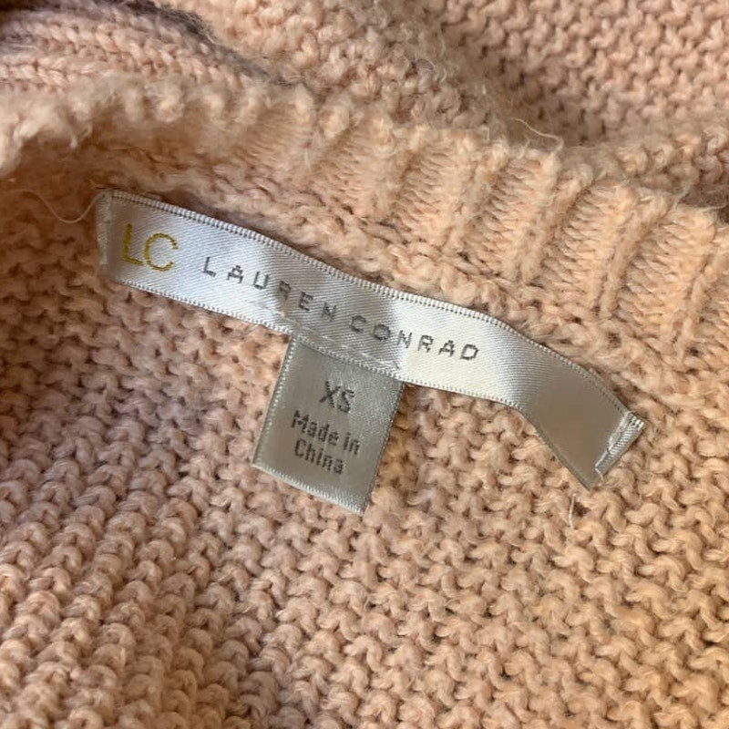 LC Lauren Conrad Womens XS Pale Peach LOVE Cotton Blend Knit Pullover Sweater