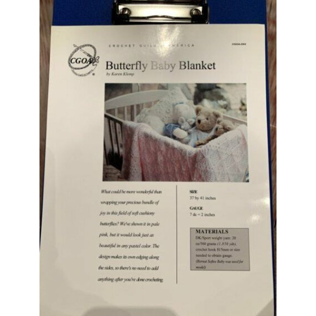 New Crochet Guild of America CGOA-003 Karen Kemp Butterfly Baby Blanket Pattern