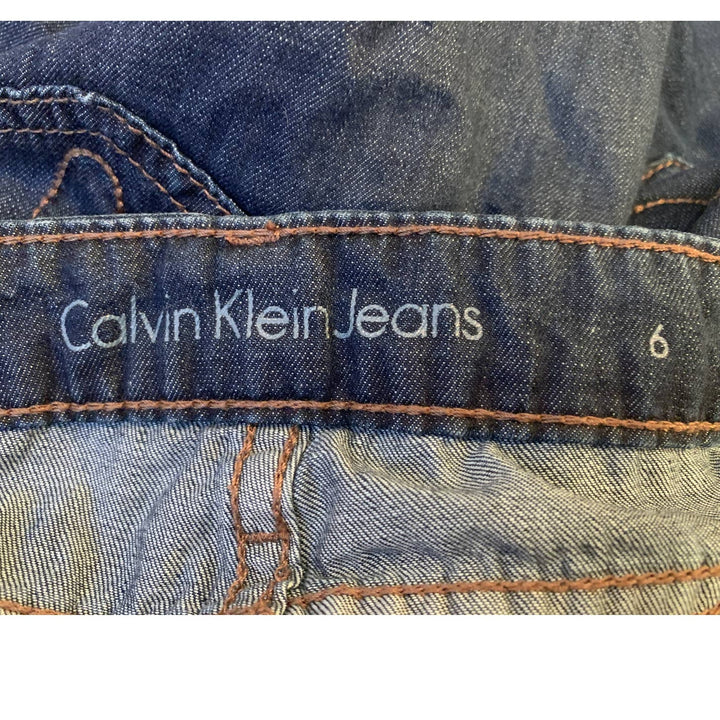 Clavin Klein Size 6 Cutoff Sewn Cuff Dark Wash 100% Cotton Short Jean Shorts