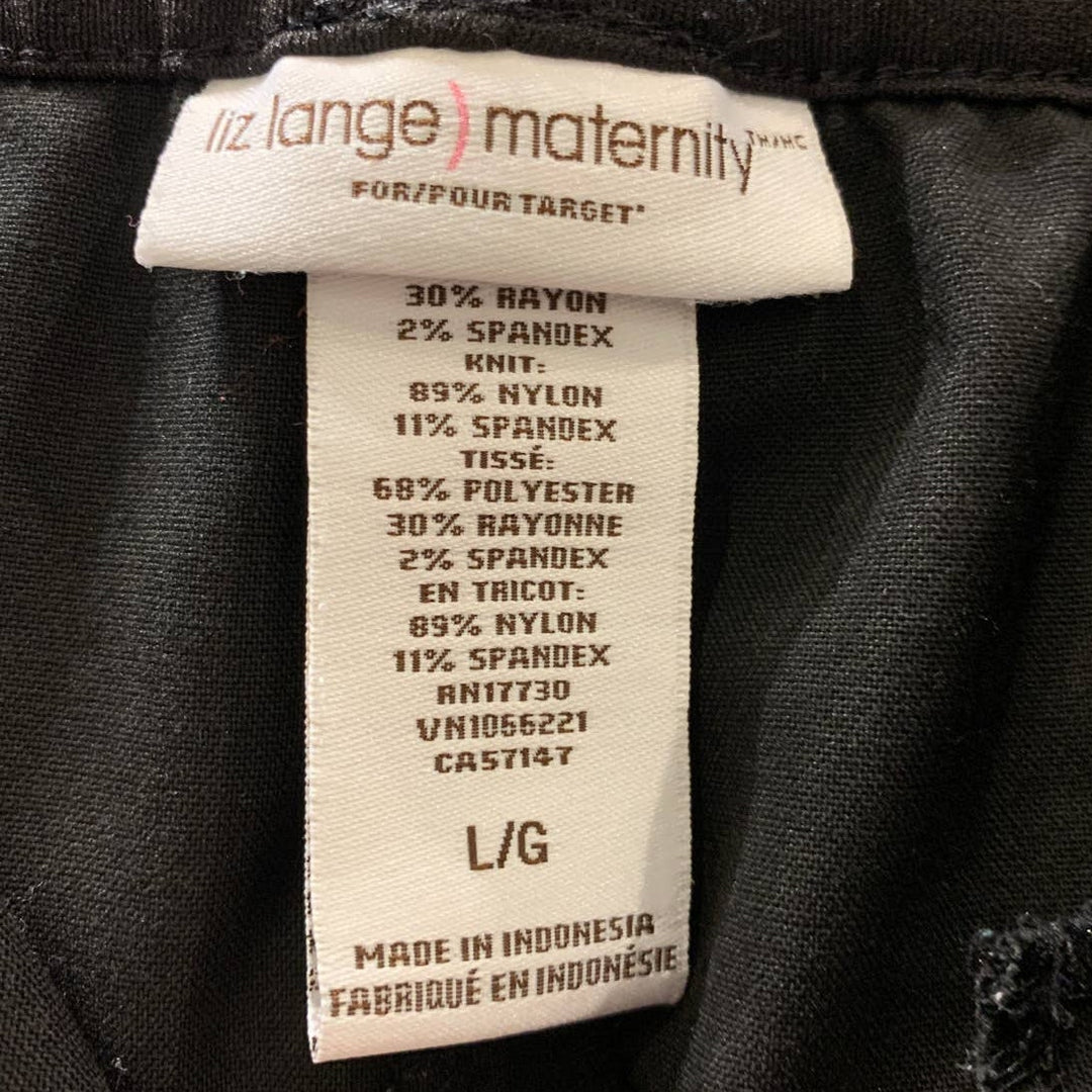 Liz Lange Maternity Large Stretch PolyBlend Basic Black Career Pants w Pockets