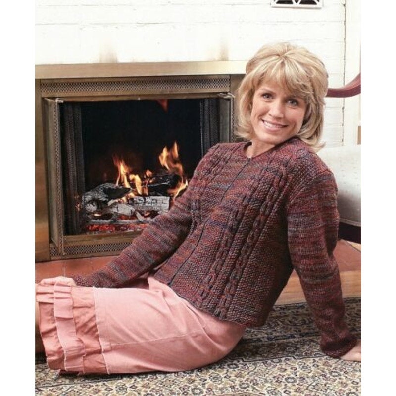 New Khouri Reynolds Odyssey 82328 Seed Stitch Cable Sweater Knitting Pattern