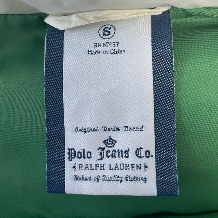 Vintage Polo Jeans Ralph Lauren Womens Small Snap Up Puffer Coat Sunshine Patch